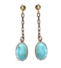 9CT GOLD TURQUOISE DROP EARRINGS at Ross's Online Art Auctions
