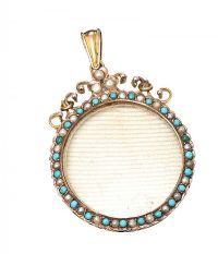 VICTORIAN 9CT GOLD PEARL AND TURQUOISE PENDANT at Ross's Online Art Auctions