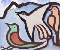 BIRDS & MOUNTAIN by Markey Robinson at Ross's Online Art Auctions