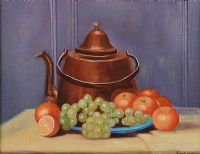 STILL LIFE, COPPER KETTLE & FRUIT by Frank Mutton at Ross's Online Art Auctions