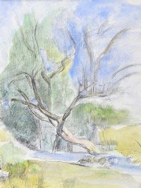 TREE BY THE STREAM by Tom Carr HRHA HRUA at Ross's Online Art Auctions
