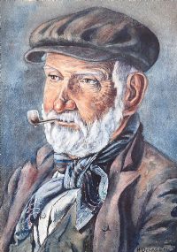 PORTRAIT OF A GENT WITH A PIPE by Harold Dearden at Ross's Online Art Auctions
