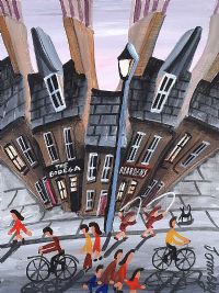 PLAYING SKIPS ON THE STREET by John Ormsby at Ross's Online Art Auctions