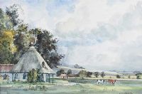 THE THATCHED COTTAGE by Cecil J. Thornton at Ross's Online Art Auctions