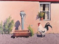 COCKEREL BY THE WATER PUMP by Gregory Moore at Ross's Online Art Auctions