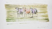 THREE NOSEY COWS by Con Campbell at Ross's Online Art Auctions