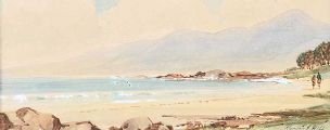MOURNE MOUNTAINS FROM TYRELLA by Rowland Hill RUA at Ross's Online Art Auctions