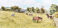 HORSES GRAZING, CASTLEREAGH by Gerald Walby at Ross's Online Art Auctions