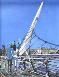 THE PEACE BRIDGE, DERRY by Sean Lorinyenko at Ross's Online Art Auctions