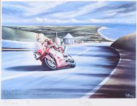 JOEY DUNLOP AT GUTHRIES, 2000 ISLE OF MAN TT RACES by Verner Finlay at Ross's Online Art Auctions