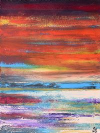 SUNSET ON ANTRIM COAST by John Stewart at Ross's Online Art Auctions