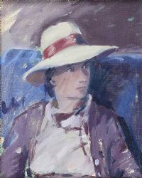 LADY IN A HAT by Brian Ballard RUA at Ross's Online Art Auctions
