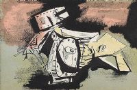 DESTROYED BATTLE TANK by William Scott RA at Ross's Online Art Auctions
