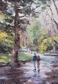 A STROLL IN THE PARK by D. O'Donnell at Ross's Online Art Auctions
