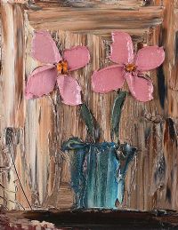 CERISE FLOWERS IN A VASE by Colin Flack at Ross's Online Art Auctions