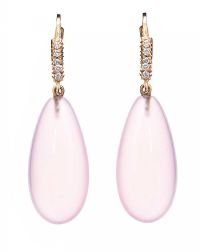 18CT GOLD ROSE QUARTZ AND DIAMOND EARRINGS at Ross's Online Art Auctions