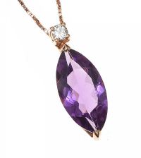 18CT ROSE GOLD AMETHYST AND DIAMOND NECKLACE at Ross's Online Art Auctions