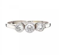 FRENCH PLATINUM THREE STONE DIAMOND RING at Ross's Online Art Auctions