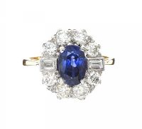 18CT GOLD AND PLATINUM SAPPHIRE AND DIAMOND RING at Ross's Online Art Auctions