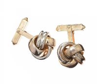 KNOTTED GOLD-TONE CUFFLINKS at Ross's Online Art Auctions