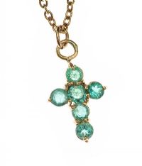 18CT GOLD EMERALD CROSS NECKLACE at Ross's Online Art Auctions