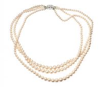 ROSITA TRIPLE STRAND OF FAUX PEARLS at Ross's Online Art Auctions