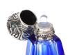 STERLING SILVER BANDED BRISTOL BLUE GLASS BOTTLE at Ross's Online Art Auctions