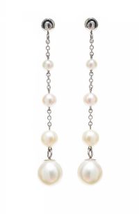 14CT WHITE GOLD PEARL DROP EARRINGS at Ross's Online Art Auctions