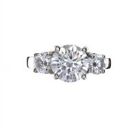 STERLING SILVER CUBIC ZIRCONIA THREE STONE RING at Ross's Online Art Auctions