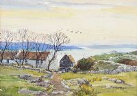THATCHED COTTAGES, DONEGAL by Theo J. Gracey RUA at Ross's Online Art Auctions