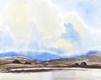 DISTANT MOUNTAINS ACROSS THE LOUGH by Desmond Turner RUA at Ross's Online Art Auctions