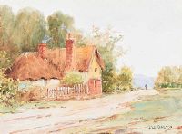 THE OLD THATCHED COTTAGE by J. Le Breton at Ross's Online Art Auctions