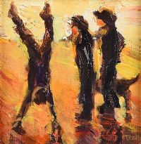 PLAYING ON THE BEACH by Joanna Tinsley at Ross's Online Art Auctions