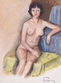 SEATED FEMALE NUDE STUDY by Roy Pettit at Ross's Online Art Auctions