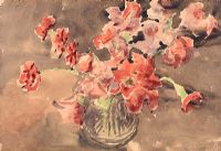 STILL LIFE, SWEET PEA & CARNATIONS by Irish School at Ross's Online Art Auctions