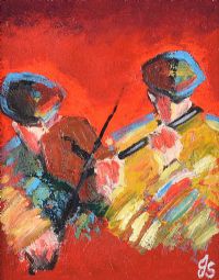 THE FIDDLE & THE FLUTE by John Stewart at Ross's Online Art Auctions