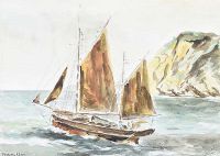 TRADING KETCH by D. Rainey at Ross's Online Art Auctions