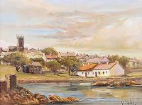 COTTAGES BY THE RIVER by Vittorio Cirefice at Ross's Online Art Auctions