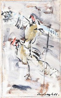 MALE PHEASANT DISPUTE by Con Campbell at Ross's Online Art Auctions