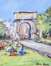 FUSILIERS ARCH GATE, ST. STEPHEN'S GREEN, DUBLIN by Marie Devlin at Ross's Online Art Auctions