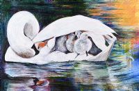 SWAN & HER CYGNETS by Siobhan O'Malley at Ross's Online Art Auctions