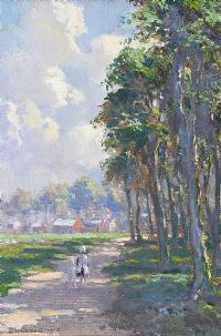 CHILDREN ON THE PATH BY THE TREES by James Humbert Craig RHA RUA at Ross's Online Art Auctions