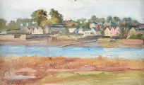 RAMELTON FROM ACROSS THE RIVER by Irish School at Ross's Online Art Auctions