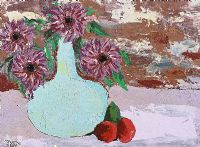 JASMINE VASE WITH FLOWERS & RED APPLES by Gerald G. Beattie at Ross's Online Art Auctions