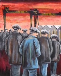 HARLAND & WOLFF, THE NIGHT SHIFT by John Stewart at Ross's Online Art Auctions