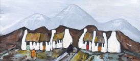 IRISH COTTAGES AT THE FOOT OF THE MOUNTAINS by Irish School at Ross's Online Art Auctions