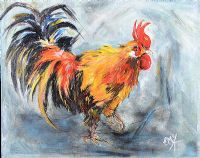 RED ROOSTER by Eileen McKeown at Ross's Online Art Auctions