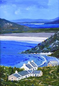 COTTAGES AT TRA NA ROSSAN PENINSULA by Sean Lorinyenko at Ross's Online Art Auctions