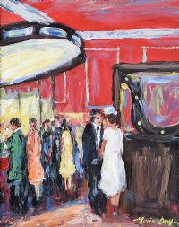 THE HORSESHOE BAR IN THE SHELBOURNE HOTEL by Marie Devlin at Ross's Online Art Auctions