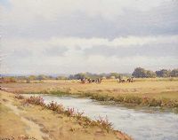 CATTLE GRAZING BY A RIVER by Arthur H. Twells RUA at Ross's Online Art Auctions